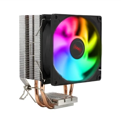 Nuwo Frost CPU-koellichaam, TDP 95 W, 2 verwarmingsbuizen met directe contact, 90 mm led-ventilator (vaste regenboog), compatibel met LGA 1700, 1200, 775, 115x en AM5, AM4, AM3, AM2