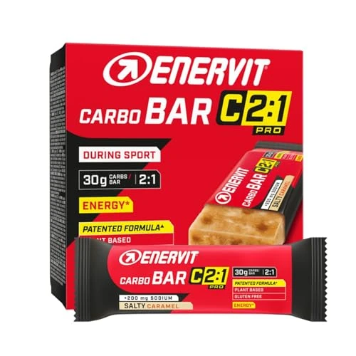 Zeitlich begrenztes Angebot: Enervit Carbo Bar C2:1PRO Salty Caramel, Energieriegel für Ausdauertraining mit 30g Kohlenhydraten, Optimierte Kohlenhydrataufnahme (+50%), mit Natrium, Glutenfrei & VeganOK, 12 Riegel à 45g von 27.50 € auf 27.50 € (0.00% Raba
