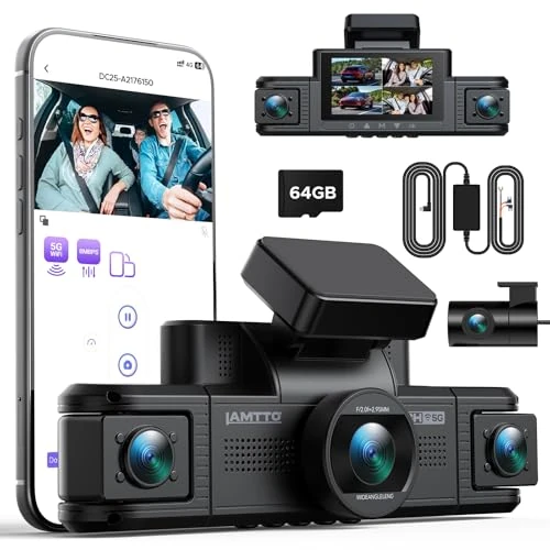 Offerta a tempo: LAMTTO Dash Cam Auto 360 gradi 4 Canali Telecamera Auto con Kit Hardwire - 36% da 189.99 € a 122.16 €
