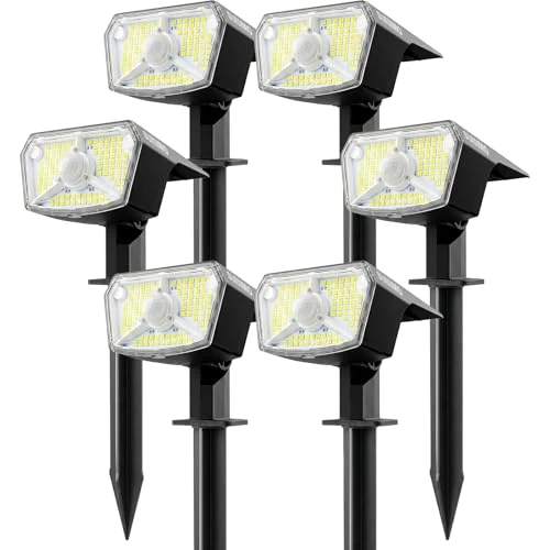 Offerta a tempo: SUNNMO Faretti Solari a LED da Esterno con Sensore di Movimento, Lampade Luci Solari da Giardino Potenti 104LED 3Modalità, Faretto LED da Esterno Solare Giardino IP65 Impermeabile Luce Fredda, 6 Pezzi - 5% da 64.99 € a 61.74 €