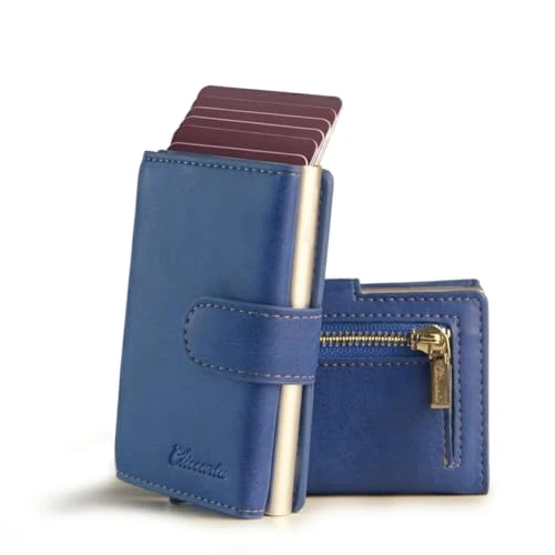 Offerta a tempo: CLICCARTA® Portafoglio Uomo Slim RFID, Porta Carte Uomo Donna con Portamonete e Scomparto Banconote, Compatto ed Elegante, Idea Regalo (Blu Oceano) - 16% da 22.99 € a 19.40 €