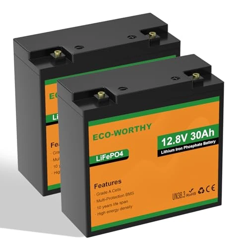 Offerta a tempo: ECO-WORTHY 2x Batteria LiFePO4 12V 30Ah BMS 25A - 5% da 199.99 € a 189.99 €