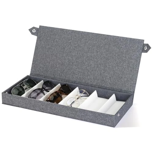 Limited-time offer: AiQinu 6-Compartment Glasses Case Organiser, Travel Glasses Storage Box Made of Oxford Fabric with Cotton Linen Lining, 38 x 17 x 5 cm, Multifunctional Glasses Holder for Men and Women, Gift for from $46.31 to $46.31 (save 0.00%)