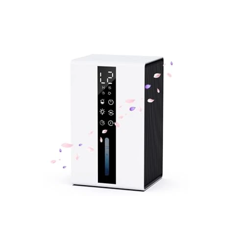 Deumidificatore Casa con 1800ml, Deumidificatore Casa Muffa con Modalità di Umidità Alta e Bassa e Auto (≥50% RH), Spegnimento Automatico e Scongelamento, Timer 6/12/24/36/48H Ore, Luci a 7 Colori