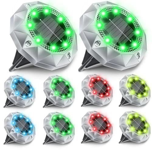 Offerta a tempo: 10 Pezzi Luci Solari da Giardino RGB, 8 LED Faretti Sepolta Solari a Led da Esterno IP65 Impermeabile, Luci Solare Decorazione Lampade Solare da Terra per Cortile Prato Vialetto Paesaggio RGB - 15% da 17.99 € a 15.33 €