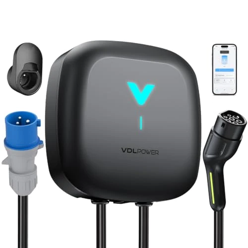 Offerta a tempo: VDLPOWEREU Wallbox 7,4 kW Tipo 2 con App, Colonnina Ricarica Auto Elettrica 6-32A 230V, 6m Wallbox Monofase con RCD Tipo A, IP67, Carichino Auto Elettrica per WiFi e Bluetooth, per EV/PHEV - 7% da 275.00 € a 254.99 €