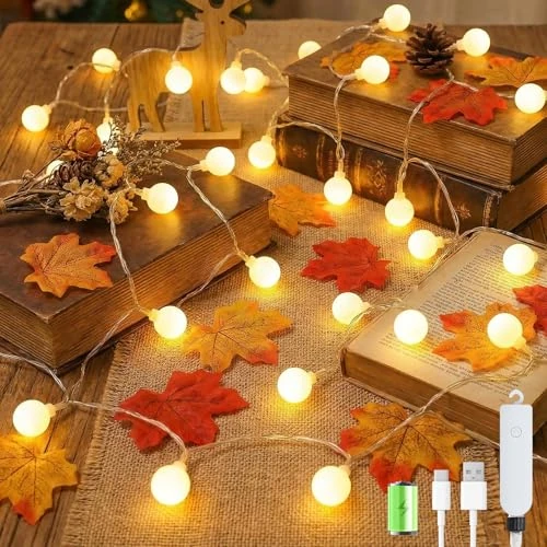 Lichterkette Batterie Akku USB Aufladbar, Außen Innen 60LEDs 10M Warmweiß Kugeln Wasserdicht Led Lichterketten mit Lithium-Akku 1200mAh 8 Modus Timer für Zimmer Outdoor Camping Balkon Garten Zelt Deko