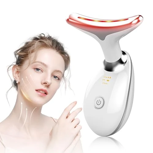 Offerta a tempo: Massaggiatore Viso, 7 Colori Radiofrequenza Viso, 3 Modalità Dispositivo di Bellezza Antirughe, 45°C EMS Gua Sha Viso, Massaggiatore Viso Antirughe Lifting Elettrico per Tonificare Jawliner Pulizia - 36% da 39.99 € a 25.72 €
