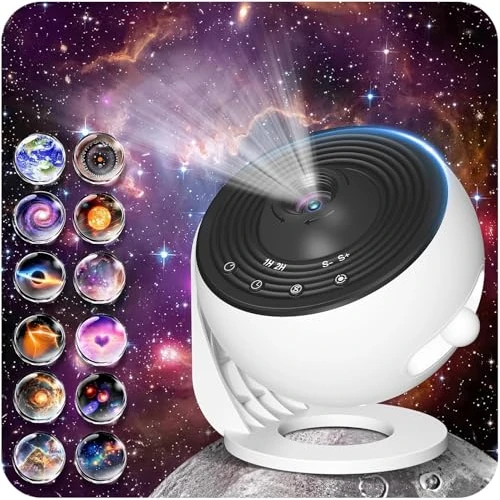 Offerta a tempo: FlyEagle Proiettore Stelle Soffitto, Galaxy Projektor, Cielo Stellato Per Bambini E Adulti Proiettore Galassia Con Dischi Planetari 13 In 1, Luce Notturna Soffitto Led Con Timer, Bianco e Nero - 0.00% da 39.79 € a 39.79 €
