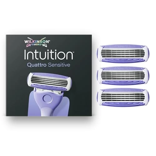 Limited-time offer: Wilkinson Sword Intuition Quattro Sensitive Skin Razors for Women, 3 Razor Blade Refills from 7.50 £ to 5.61 £ (save 25%)