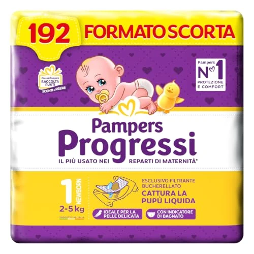 Offerta a tempo: Pampers Progressi Newborn, Taglia 1 (2-5 kg), 192 Pannolini Neonato - 19% da 64.19 € a 52.06 €