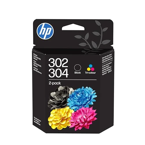 Offerta a tempo: HP 302/304 Nero e Tricromia B82L1AE, Confezione da 2 Cartucce, Compatibile con Stampanti serie DeskJet 1110, 2130, 2600, 3630, 3700, ENVY 4520, 5010, 5020, 5030, 5050 e OfficeJet 3830, 4650, 5200 - 17% da 40.99 € a 33.99 €