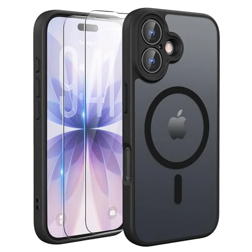 Offre limitée : TQIAHF Magnétique Coque pour iPhone 17 Étui avec 2 Verre Trempé Compatible avec MagSafe Militaire Antichoc Translucide Mate Case Cover Housse Etui Protection pour iPhone 17,Noir de 11.99 € à 11.99 € (0.00% de remise)