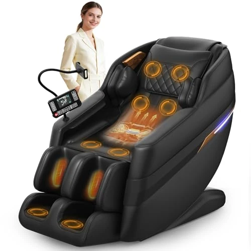 Offerta a tempo: FURNIMAT Poltrona massaggiante 3D, Poltrona massaggiante per tutto il corpo SL-Track, 8 airbag, Riscaldamento gambe e vita, Controllo vocale AI e altoparlante Bluetooth, Gravità Zero - 40% da 1359.99 € a 814.50 €