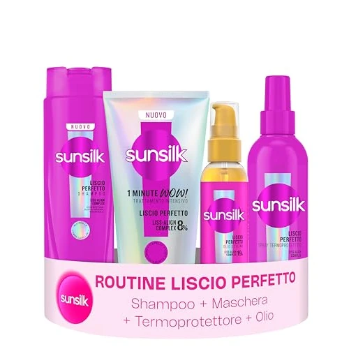 Offerta a tempo: Sunsilk Kit Liscio Perfetto Set 4 Prodotti Capelli Lisci Anticrespo - 33% da 18.99 € a 12.63 €