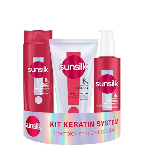 Offerta a tempo: Sunsilk Kit Keratin System Shampoo 250ml, Balsamo 180ml e Siero Termoprotettore 200ml, Set Cura Capelli Lisci Anticrespo con Cheratina, Ultra Liss Complex, Capelli Morbidi e Rimpolpati 72h* - 30% da 14.00 € a 9.80 €
