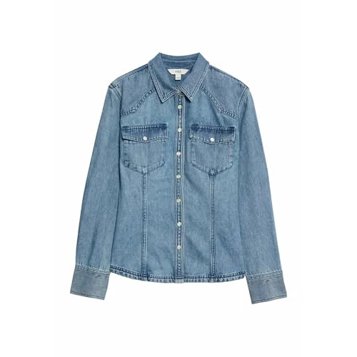 Offerta a tempo: Marks & Spencer Camicia Western in Denim da Donna Marina - 50% da 41.00 € a 20.50 €