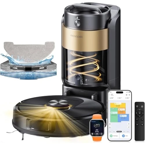 Offerta a tempo: Proscenic Q20 Plus Robot Aspirapolvere Lavapavimenti con Mappatura 10000Pa, 200 Minuti Autonomia, Senza Sacco,Aspirapolvere Robot Lavapavimenti Mappatura con Stazione per Tappeti/Pavimenti - 25% da 289.99 € a 218.49 €