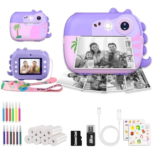Offerta a tempo: ARNSSIEN Macchina Fotografica Bambini Istantanea 2.4" con 7 Rotoli Carta | Fotocamera Istantanea per bambini con foto e video 1080P, stampa istantanea, regalo 3-12 anni,Compleanno,Festività, viaggi,M3 - 38% da 49.99 € a 30.95 €