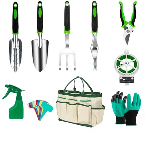 Zeitlich begrenztes Angebot: FHMIDIC Gartenwerkzeug Set, 10 Stück Schwerlast Edelstahl Gartenarbeit Kit mit Non-Slip Griff Garten Geschenke Verpackung für Frauen Männer, Grün von 9.99 € auf 9.99 € (0.00% Rabatt)