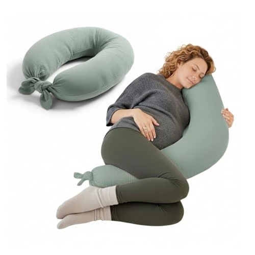 Oferta limitada: Jané Cojín de Lactancia XXL y Embarazo, Almohada para Dormir y Descanso, Funda 100% Algodón Muselina, Verde de 44.95 € a 36.00 € (ahorro 20%)