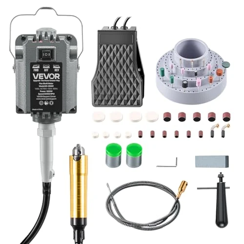 Offerta a tempo: VEVOR Smerigliatrice ad Albero Flessibile Utensile Rotante Elettrico da 1200 W Velocità 30000 giri/min, Lucidatrice Sospesa Elettrica Controllo a Pedale per Levigatura Taglio Metallo Legno Fai da te - 0.00% da 79.90 € a 79.90 €