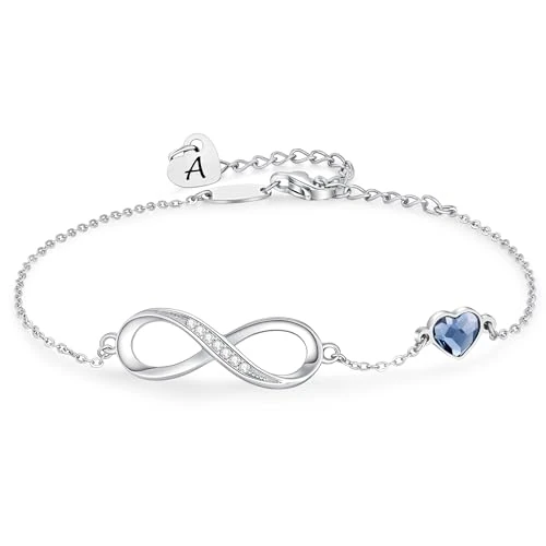 Offerta a tempo: LOUISA SECRET Bracciale Donna Festa della Mamma Argento 925 Braccialetto Infinito Bracciali Cuore Gioielli Compleanno Regalo per Lei (A, Acciaio inossidabile) - 46% da 45.99 € a 24.99 €