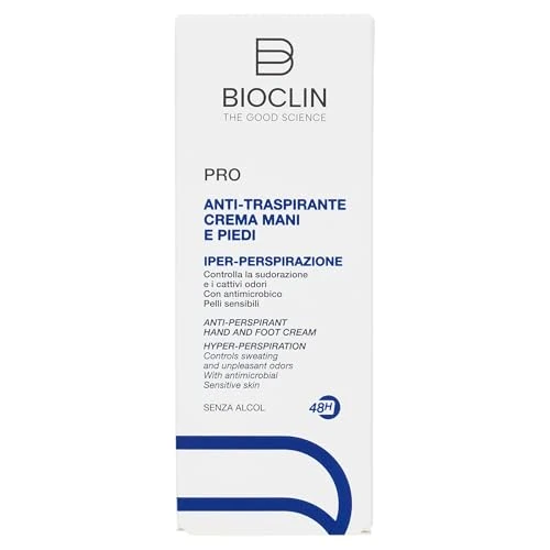 Offerta a tempo: BIOCLIN PRO ANTI TRASPIRANTE CREMA MANI E PIEDI 50 ML – Trattamento per Sudorazione Eccessiva e Cattivi Odori – Per Mani e Piedi – Con Sali di Alluminio Attivati, Niacinamide e Prebiotico - 40% da 14.90 € a 8.90 €