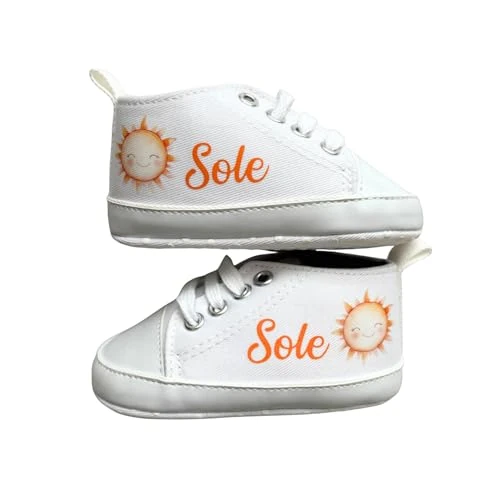 Scarpine Neonato, Scarpette Personalizzate con Nome, Scarpe da Culla con Stampa (SOLE, 3-6 mesi)