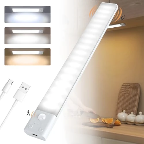 Offerta a tempo: AiQInu Luce Armadio Sensore Movimento, USB Ricaricabile Led Sottopensile, 30cm Dimmerabile Lampada Armadio con Striscia Magnetica Adesiva per Cucina, Scale, Corridoi - 0.00% da 15.99 € a 15.99 €