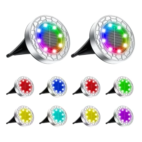 Zeitlich begrenztes Angebot: 10 Stück Solar Bodenleuchten Aussen 8 LEDs Solarleuchte für Garten Wasserdicht Solar Außenleuchte RGB Edelstahl Kunststoff Solarlampe für Außen Garten Rasen Auffahrt Gehweg Patio Hof Terrasse von 29.99 € auf 25.49 € (15% Rabat