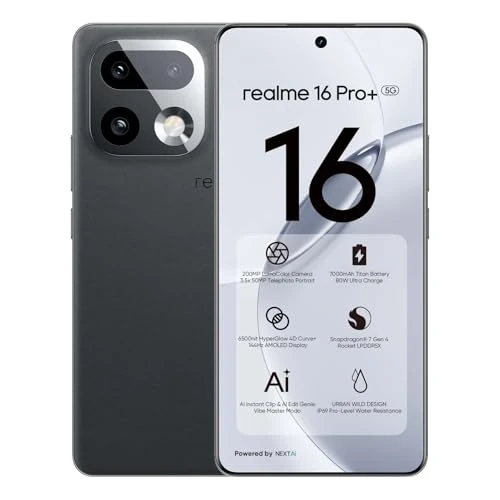Offerta a tempo: realme 16 Pro+ 5G Smartphone 8GB + 256GB, 200MP LumaColor Fotocamera + 50MP, Telefono Cellulare con Processore Snapdragon 7 Gen 4, Batteria 7000mAh e Ricarica da 80W, Cellulari da 6,8" 144Hz, Grigio - 0.00% da 529.99 € a 529.99 €