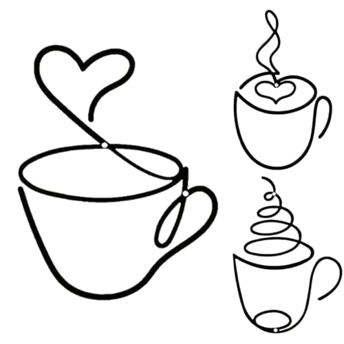 Offerta a tempo: Decorazione da parete in metallo nero, 3 Pezzi, motivo tazza di caffè, leggero e facile da appendere, per pareti della, corridoio, arte da parete, bagno, camera, bancone, decorazione da parete - 40% da 9.99 € a 5.99 €