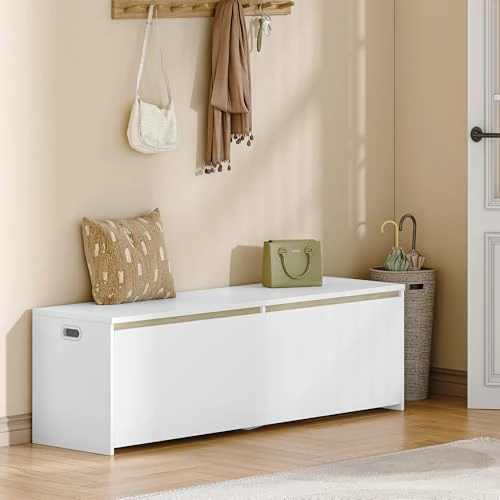 Tijdelijke aanbieding: Hzuaneri Schoenenbank, 150 cm, zitbank met opbergruimte, schoenenbank met opbergruimte, opbergbox, ruimtebesparend, geschikt voor woonkamer, hal en slaapkamer, 40 x 150 x 47 cm, wit SB21503X van 95.99 € naar 95.99 € (0.00% korting)