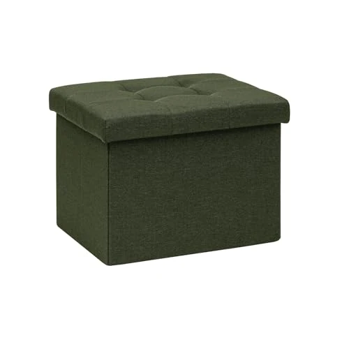Offre limitée : Bonlife Tabouret de Rangement Pliable en Lin avec Espace de Rangement, Banc rembourré avec Couvercle, pour Salon, Couloir, Chambre d'enfant, 42 x 32 x 32 cm, Olive de 23.99 € à 22.79 € (5% de remise)