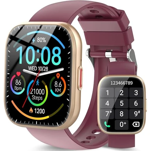 Oferta limitada: Reloj Inteligente Hombre Mujer, 1.85" Llamadas Smartwatch con 112 Modos Deportivos, IP68 Impermeable Smart Watch con Pulsómetro/Monitor de Sueño/Podómetro, Pulsera Actividad para Android iOS, Burdeos de 59.99 € a 18.99 € (ahorro 68%)