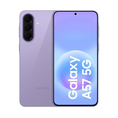 Offerta a tempo: Samsung Galaxy A57 5G, 128GB, Awesome Lilac [Versione Italiana] | 3 anni di Garanzia, Smartphone sottile, Cerchia e Cerca, Gomma Oggetto, Volto Migliore, Tripla Camera, IP68, 5.000 mAh - 22% da 599.00 € a 466.00 €