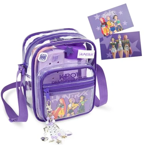 Zeitlich begrenztes Angebot: Get Trend KPop Demon Hunters Umhängetasche Mädchen, Transparente Crossbody Bag mit Verstellbarem Schultergurt, Anime Tasche mit Abnehmbaren Accessoires (Transparent/Lila) von 24.99 € auf 24.99 € (0.00% Rabatt)