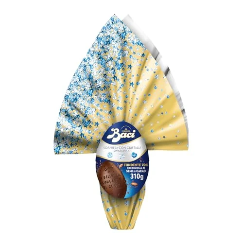 BACI PERUGINA Uovo di Pasqua 2026 Cioccolato Fondente 70% con Sorpresa Swarovski e 4 Cioccolatini 310g