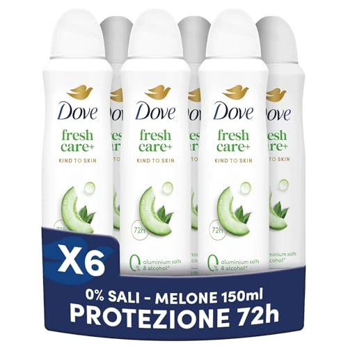 Offerta a tempo: Dove Deodorante Spray Advanced Care 0% Sali Melon Fresh, Deodorante 72 Ore Protezione Sudore e Odori, con Zinco Antibatterico, 0 Sali di Alluminio, 6 Pezzi da 150ml - 33% da 26.70 € a 17.99 €