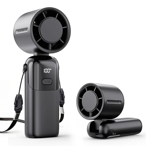Offre limitée : Ventilateur Portable Turbo à Main 3-en-1,5000mAh Mini Ventilateur Rechargeable avec 100 Vitesses,Autonomie 12h, Écran LED,Petit Ventilateur USB Turbo,Ventilateur de Poche pour Extérieur Bureau de 16.99 € à 16.99 € (0.00% de remise)