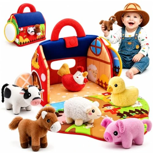 Offerta a tempo: Giochi Bambini 1 Anno, Peluche Fattoria Animali Bambini Montessori Sensoriale Giochi Neonato 6-9 Mesi Regalo Bambina 1 Anno Animali Giocattolo per Bambino Giochi Montessori 6-12 Mesi Regalo Battesimo - 43% da 34.99 € a 19.93 €