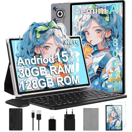 Offerta a tempo: Tablet Android 15, 10 Pollici, 30GB RAM 128GB ROM+TF 2TB Espandibile,Grigio - 50% da 221.99 € a 109.99 €