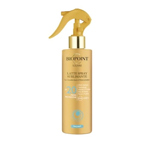 Offerta a tempo: Biopoint Solaire - Latte Solare Spray Sublimante con Acceleratore di Abbronzatura, Azione Antiossidante e Idratante, Dona una Pelle Dorata e Luminosa, SPF 20, 250 ml - 0.00% da 16.90 € a 16.90 €