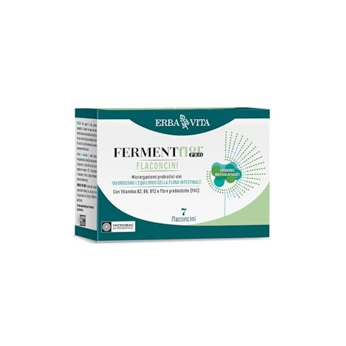 Offerta a tempo: ERBA VITA Ferment Flor Pro Flaconcini Adulti integratore alimentare a base di probiotici microincapsulati per il benessere della flora batterica intestinale, 7 flaconcini - 40% da 20.00 € a 12.00 €