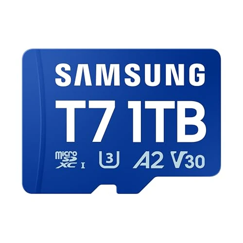 Offre limitée : Samsung T7 Carte microSD, 1 to, Carte mémoire pour Jeux Mobiles sur Smartphones, tablettes et Consoles Portables, UHS-I U3, Full HD & 4K UHD, 170 Mo/s en Lecture, MB-MB1T0T/WW de 245.99 € à 245.99 € (0.00% de remise)