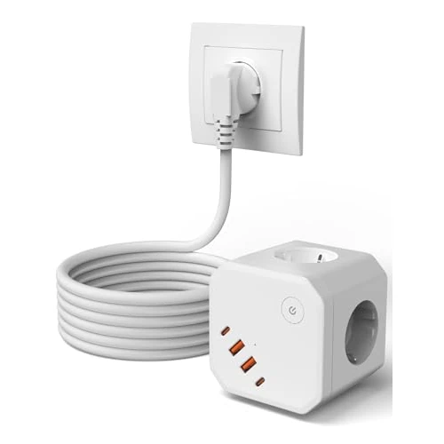 Offerta a tempo: Ciabatta Multipresa Cubo 8-in-1 con USB, Multipresa 4 Prese con Interruttore, Protezione da Sovratensione, Cubo Presa 3680W con Cavo di Prolunga da 2 m – Ideale per Scrivania, Casa e Ufficio - 0.00% da 16.99 € a 16.99 €