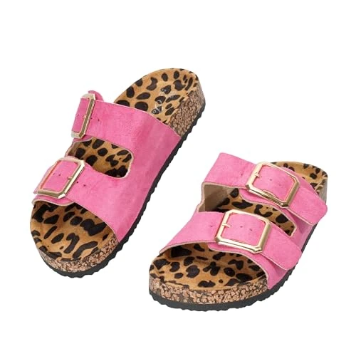 Offerta a tempo: JOMIX Sandali da Donna con Doppia Fibbia, Suola in Sughero e Motivo Leopardato, Ciabatte Estivi Comodi per la Spiaggia e il Tempo Libero WCX260157-0 (Fuxia, 38) - 14.32% da 23.96 € a 20.53 €