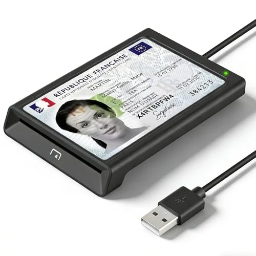 Offerta a tempo: Lettore Smart Card Firma Digitale con NFC, Lettore CIE 3.0 Carta d'Identità e Tessera Sanitaria, Lettore di Smart Contatto e Contactless CIE/CRS/CNS, Compatibile con Windows7/8.1/10/11,Linux (nera) - 0.00% da 32.99 € a 32.99 €