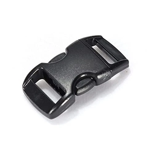 Offerta a tempo: 100 fibbie a rilascio laterale sagomate in plastica nera da 0,9 cm per cinture, chiusure laterali curve per paracord, cinture, bracciali, cinghie - 0.00% da 8.93 € a 8.93 €